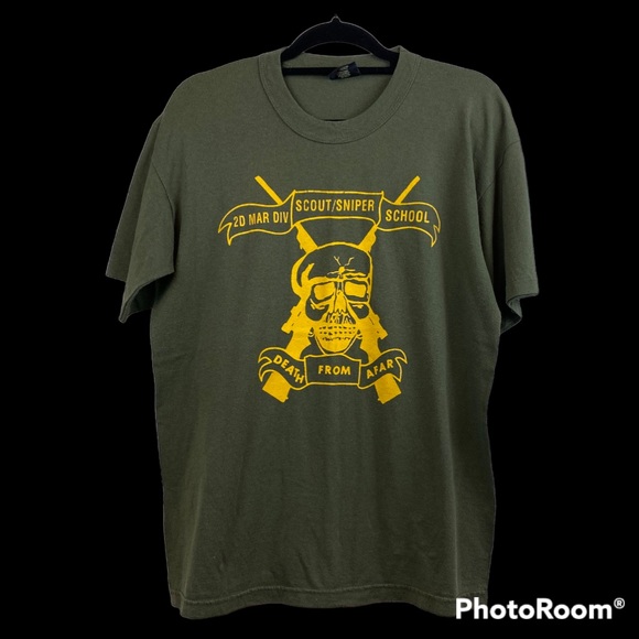 tee swing Other - VINTAGE Tee Swing 2nd Marine Division Scout/Sniper School Death From Afar Size L